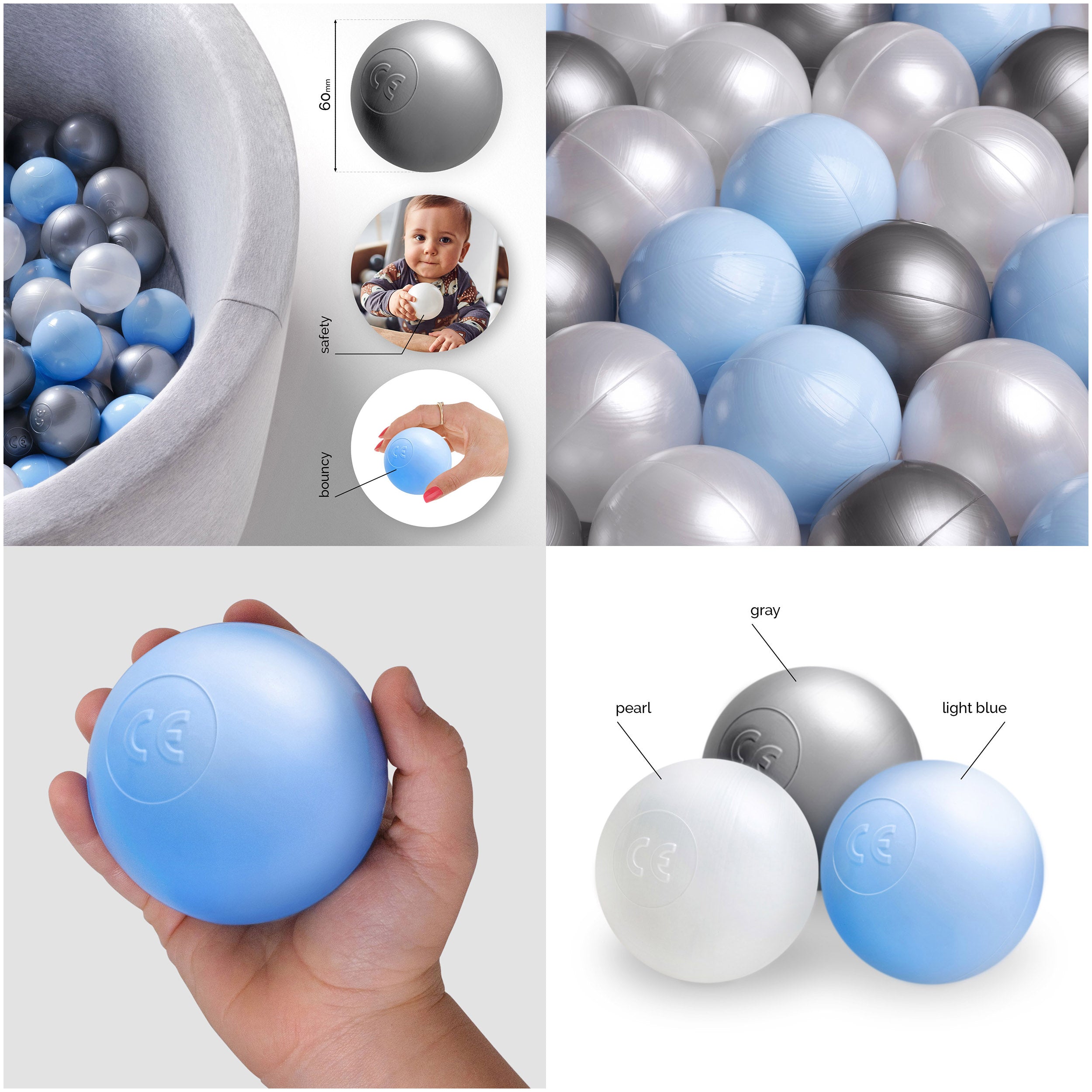 Kamuoliukų baseinas Plush Nest 6 cm, šviesiai mėlyna