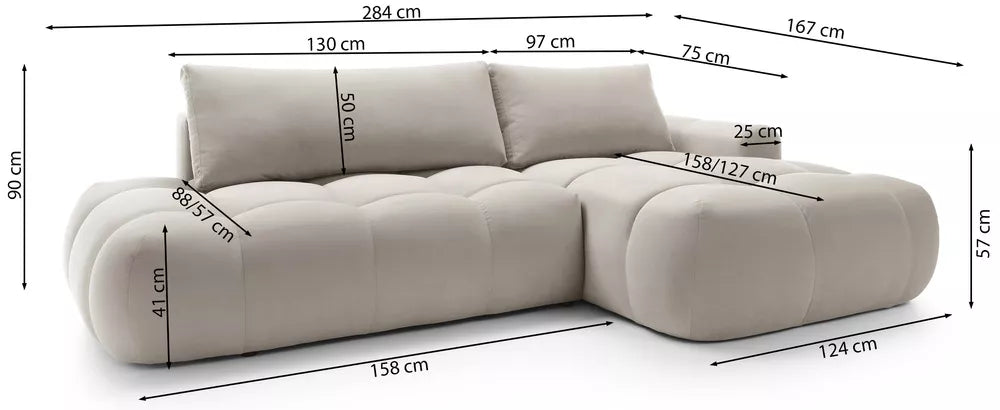 Dešininis kampas su miegojimo funkcija Ombo, alyvuogių spalvos