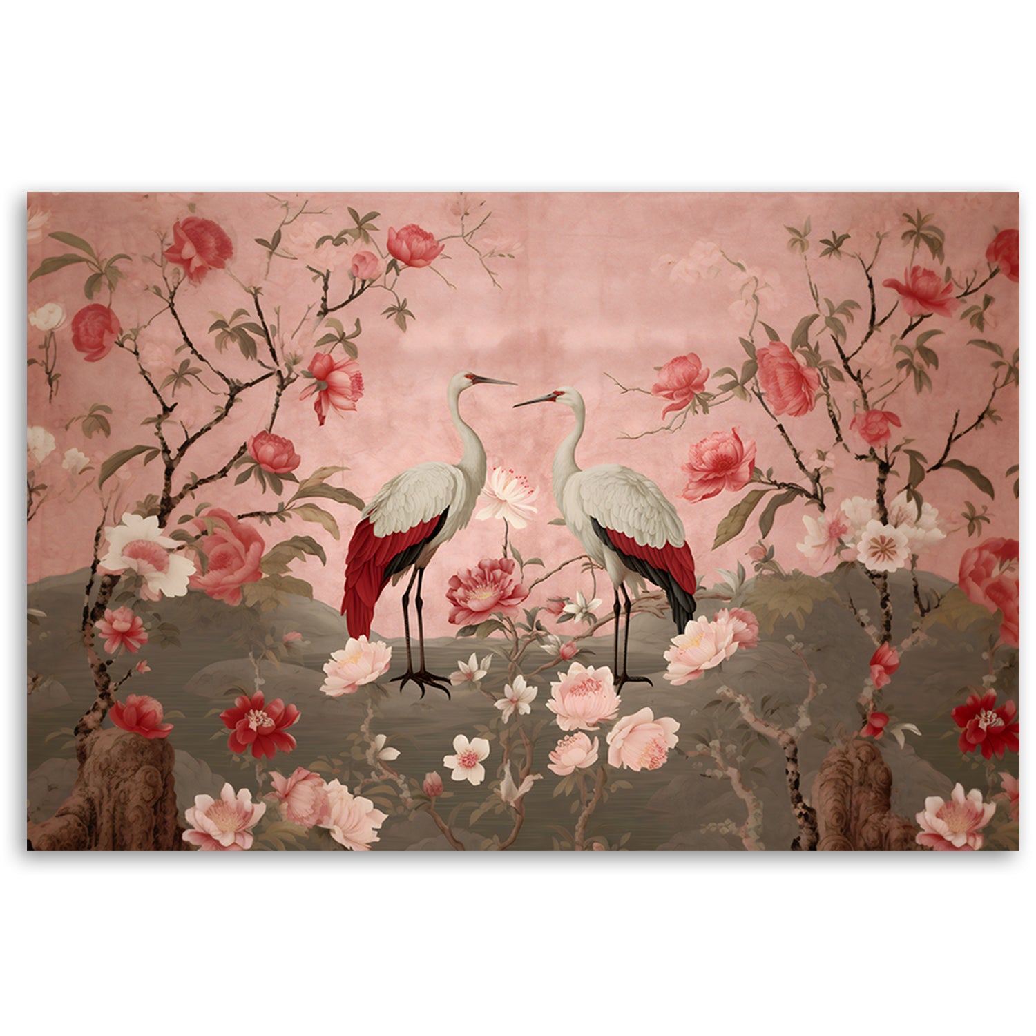 Paveikslas Ant Drobės, Chinoiserie gėlės ir paukščiai
