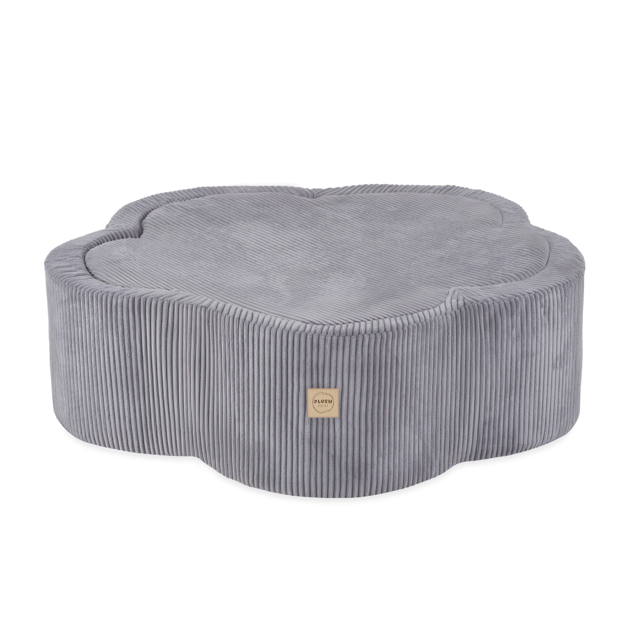 Kamuoliukų baseinas Plush Nest 95×30 cm, pilka, premium velvetas, su kilimėliu