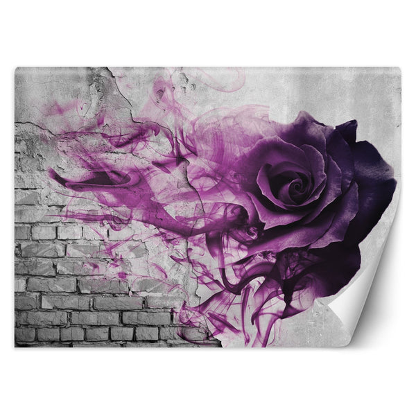 Fototapetai, Violetinės rožės plytų išvaizdos 3D efektas
