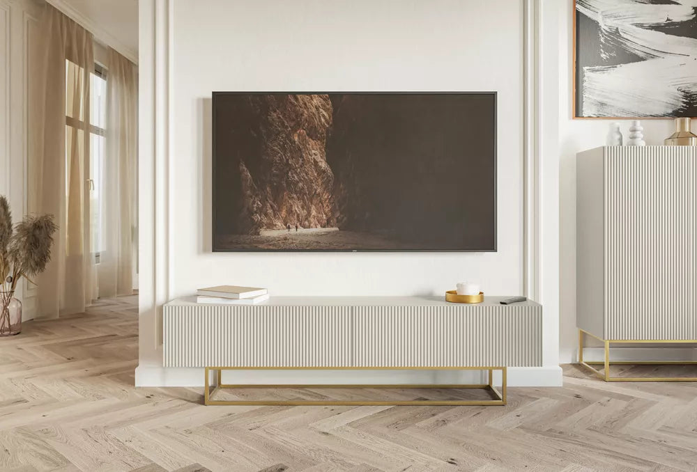 TV spintelė Veldio, pilkai smėlinė