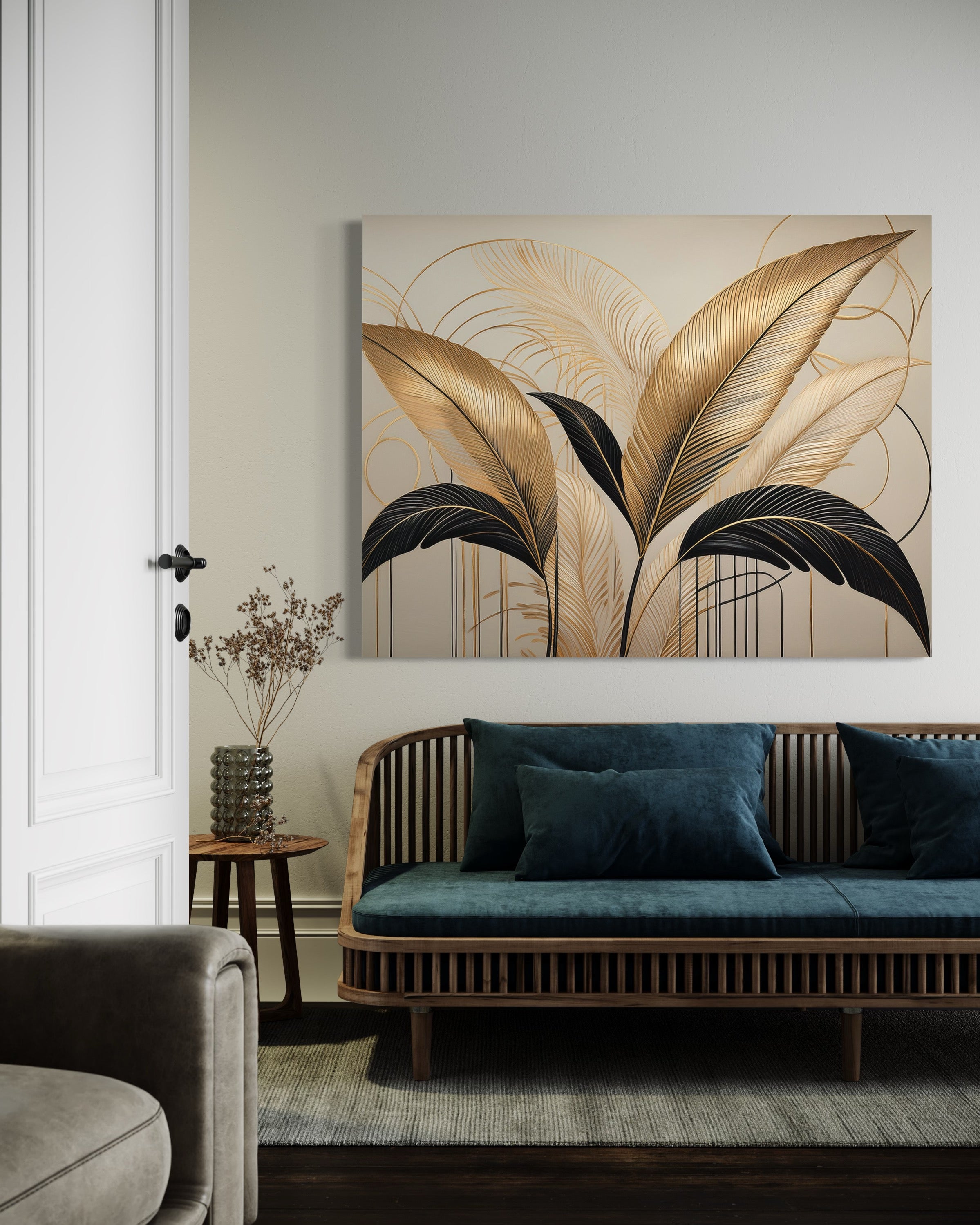 Paveikslas Ant Drobės, Botaniniai boho lapai