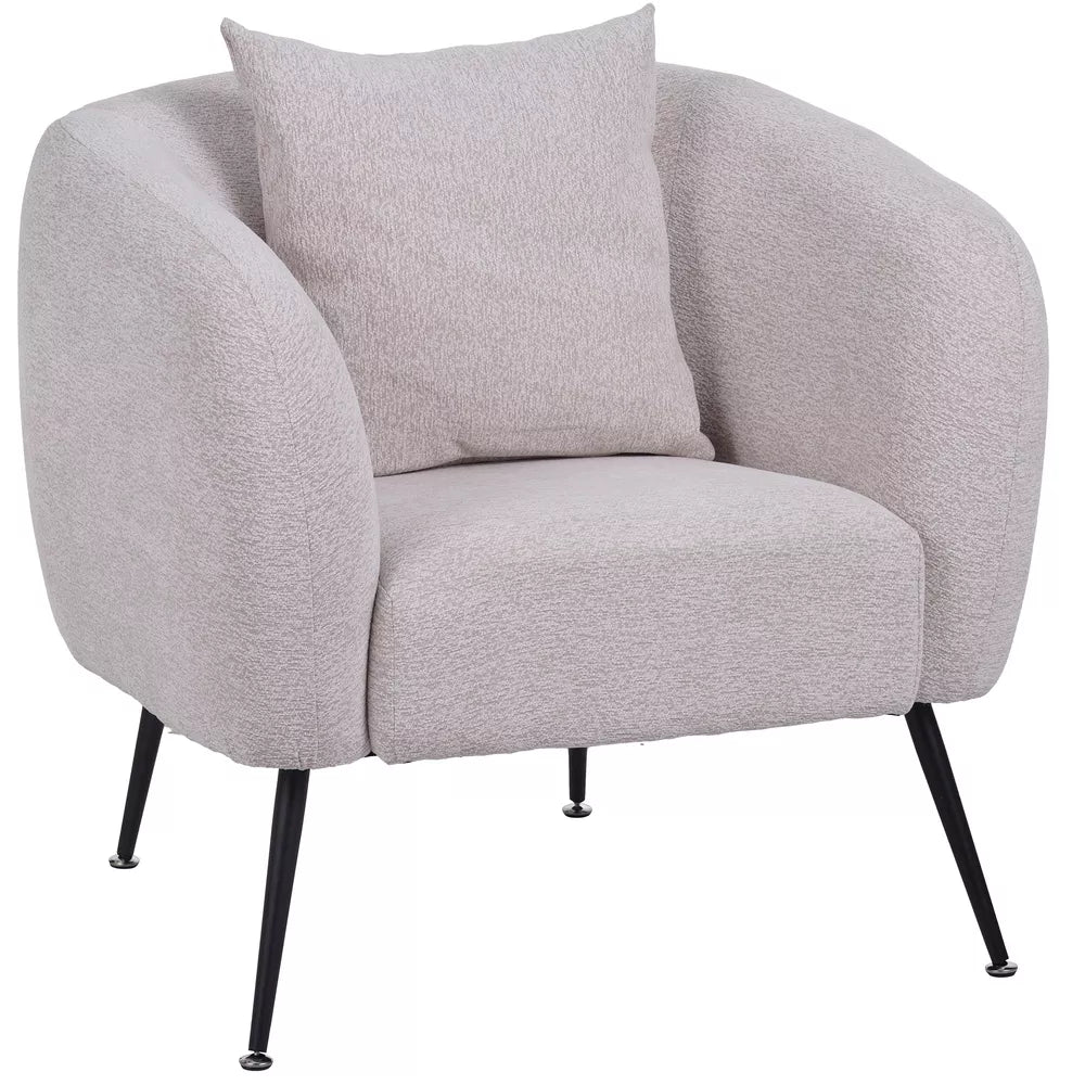 Svetainės fotelis Inglede, šviesiai smėlio spalvos, su smėlio spalvos kojelėmis