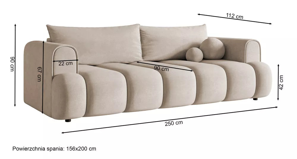 Trivietė sofa Dandelino, pilkai smėlinė