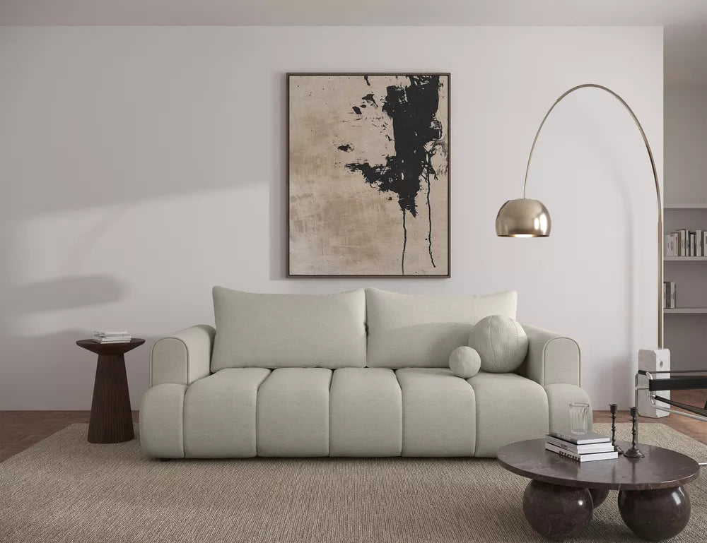 Trivietė sofa Dandelino, pilkai smėlinė