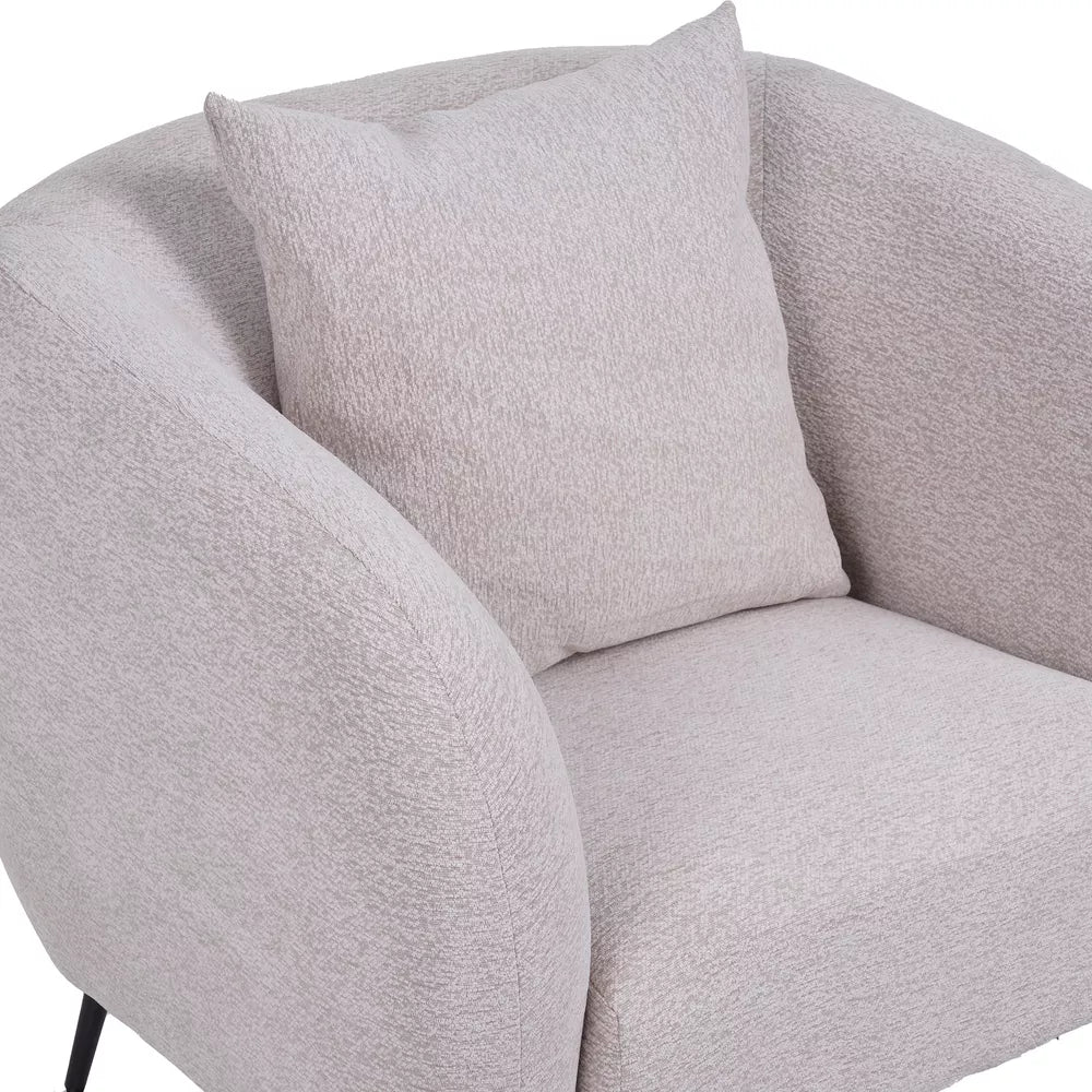 Svetainės fotelis Inglede, šviesiai smėlio spalvos, su smėlio spalvos kojelėmis