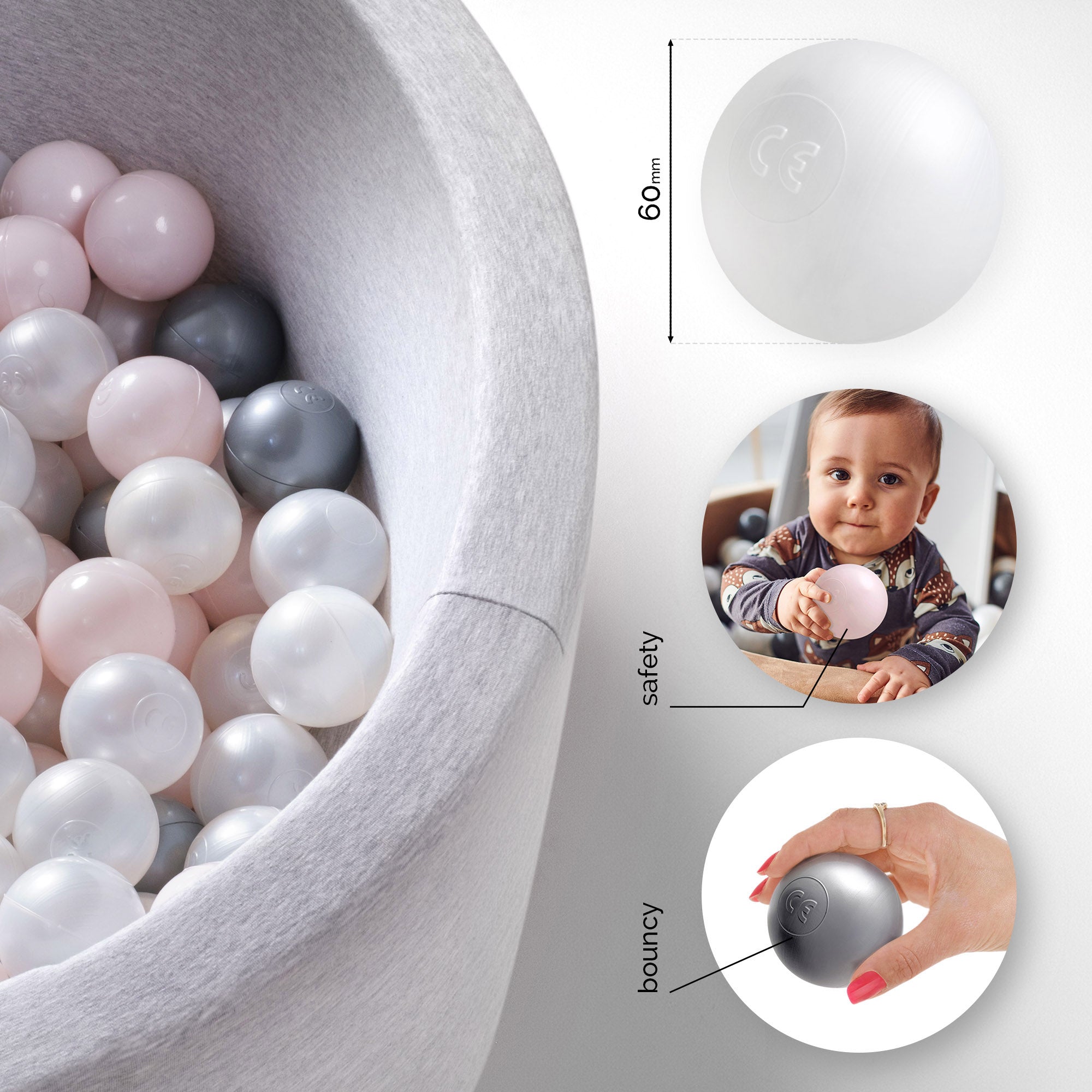 Kamuoliukų baseinas Plush Nest 6 cm, šviesiai rožinė