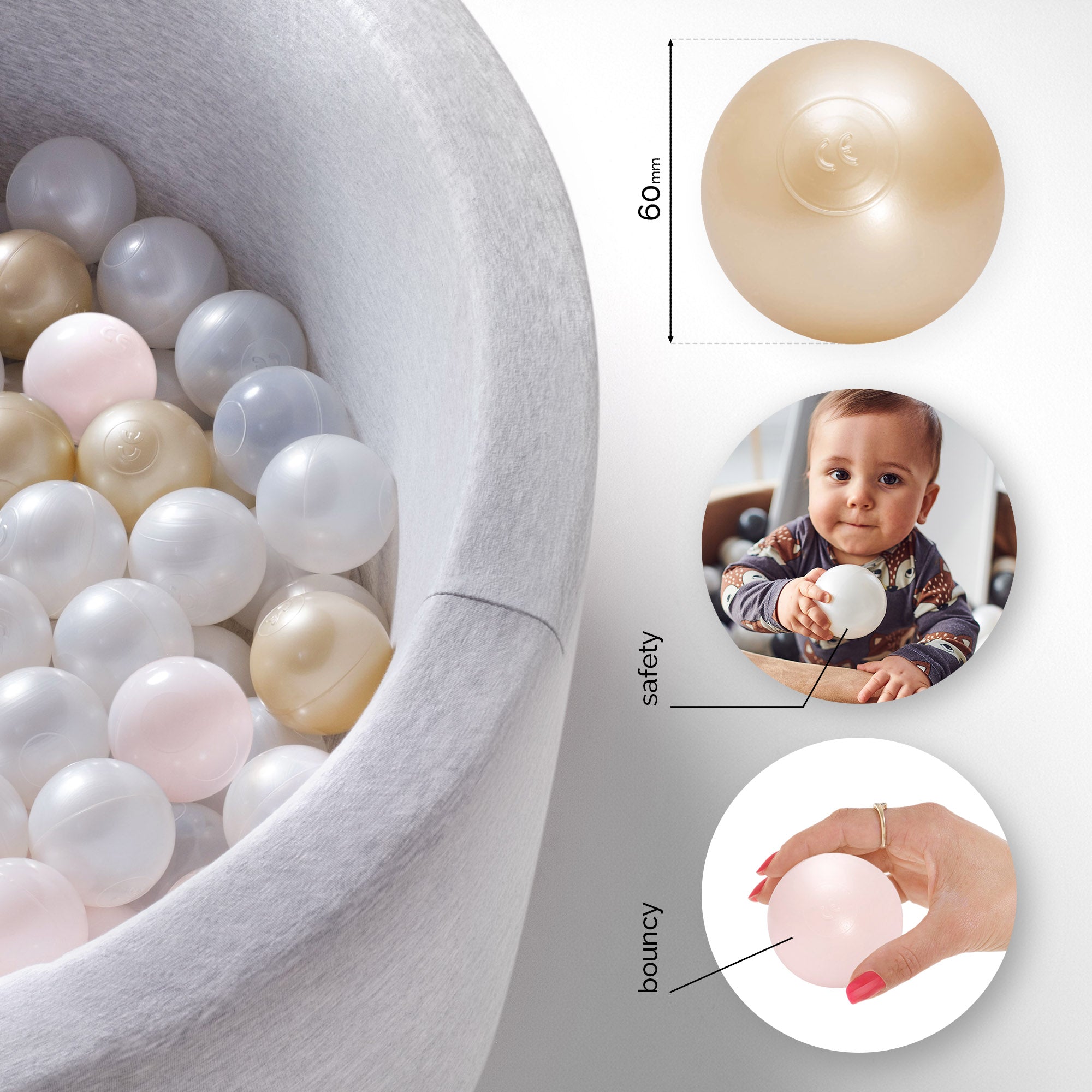 Kamuoliukų baseinas Plush Nest 6 cm, šviesiai rožinė