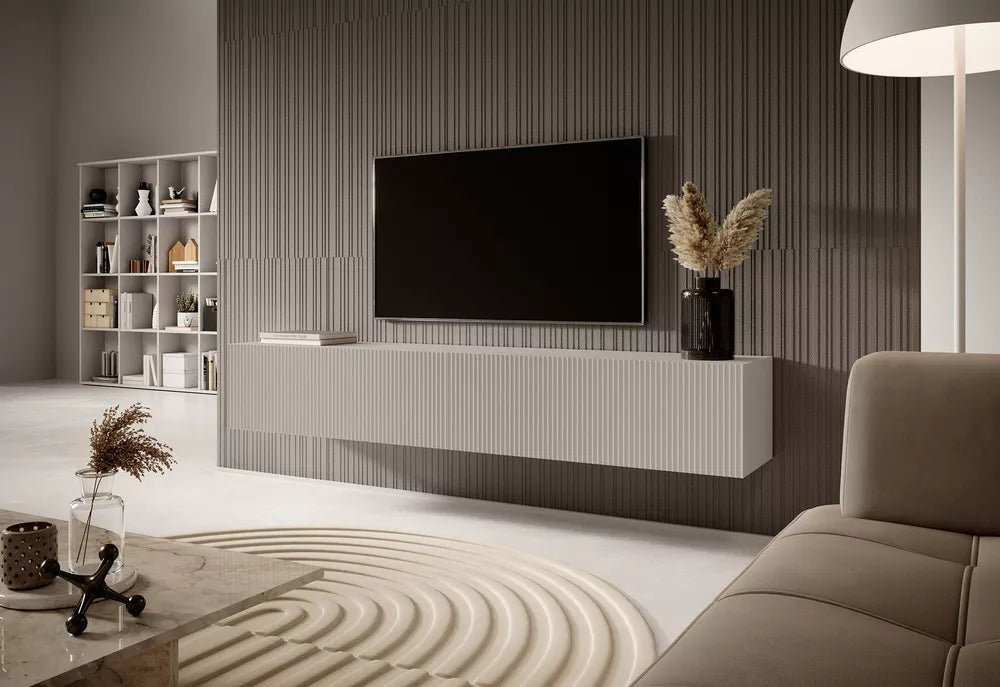 TV spintelė Veldio, pilkai smėlinė