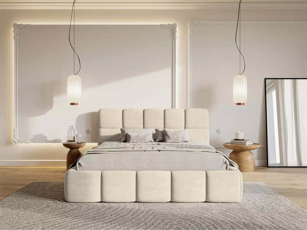 Lova Cloudy, šviesiai smėlinė, 160x200 cm