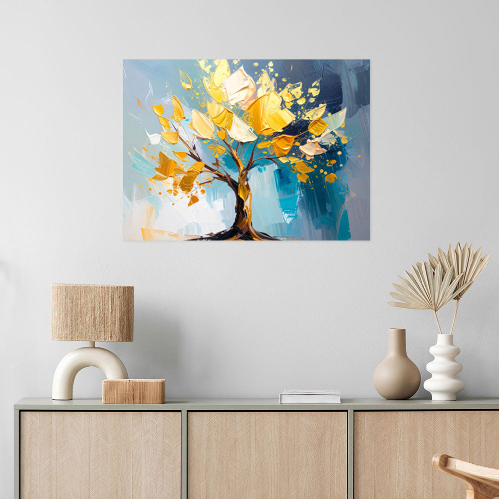 Klijuojamas plakatas, Landscape Golden Tree imitaciniai aliejiniai dažai