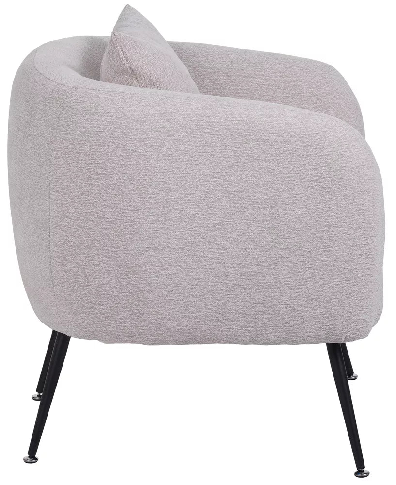 Svetainės fotelis Inglede, šviesiai smėlio spalvos, su smėlio spalvos kojelėmis