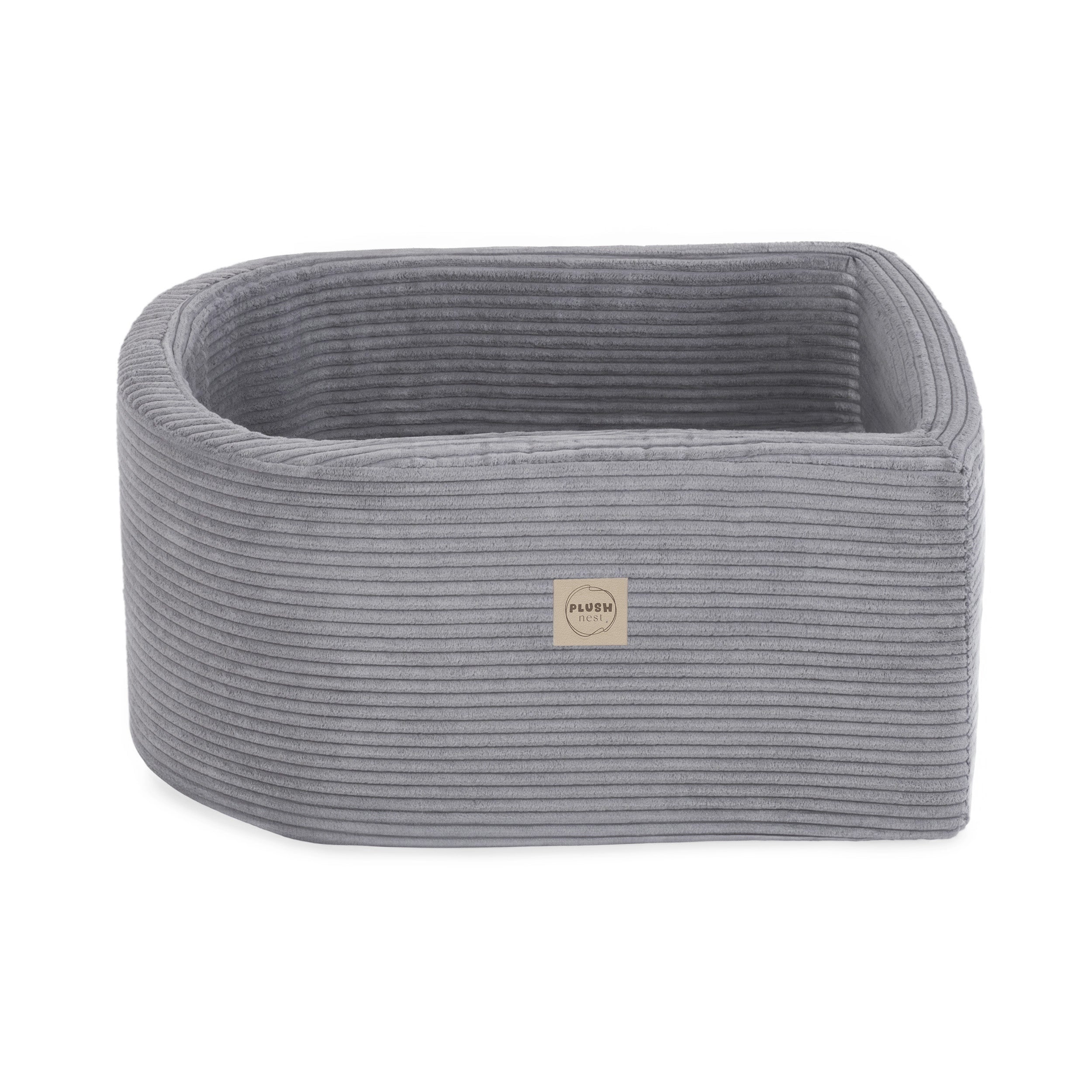 Mini žaidimų aikštelė Plush Nest, pilka, premium velvetas, 100 kamuoliukų