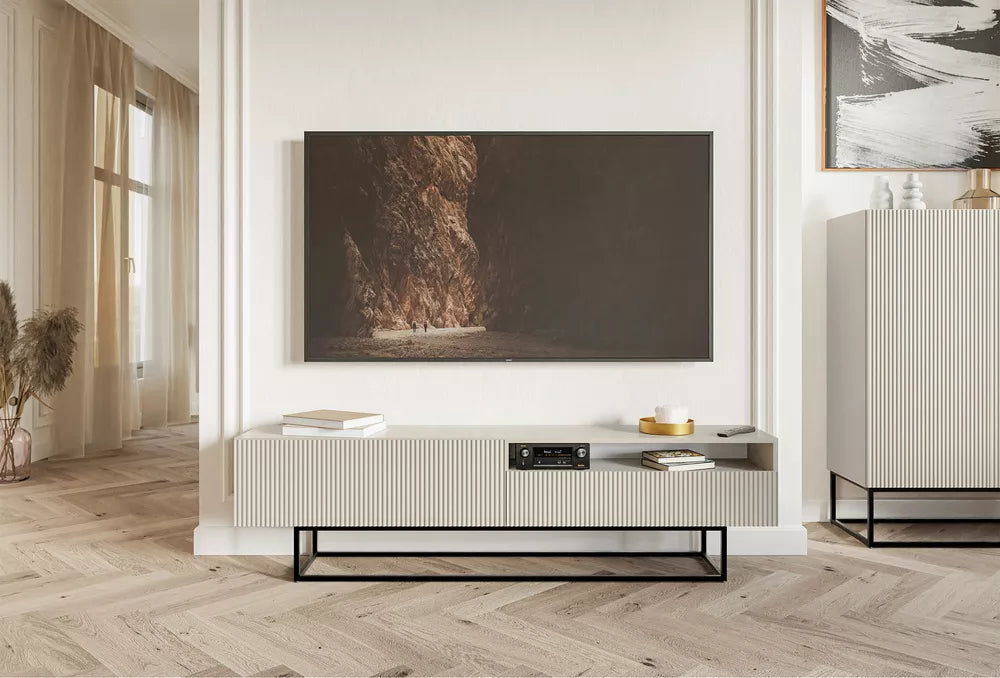 TV spintelė Veldio, pilkai smėlinė