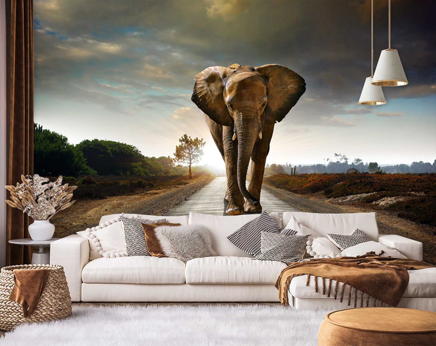 Fototapetai, Dramblys kelyje Gyvūnai Afrika