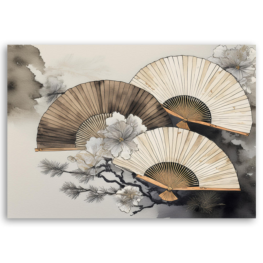 Paveikslas Ant Drobės, Akvarelės vėduoklė Japonija