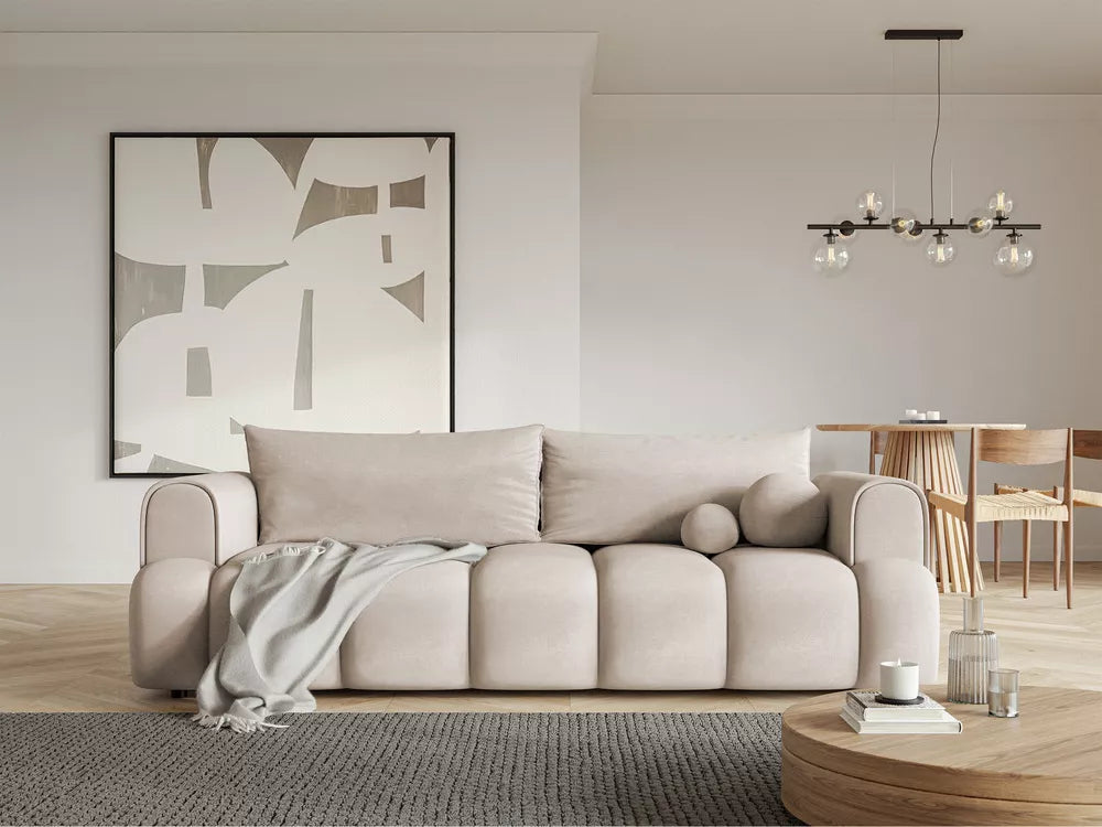 Trivietė sofa Dandelino, pilkai smėlinė