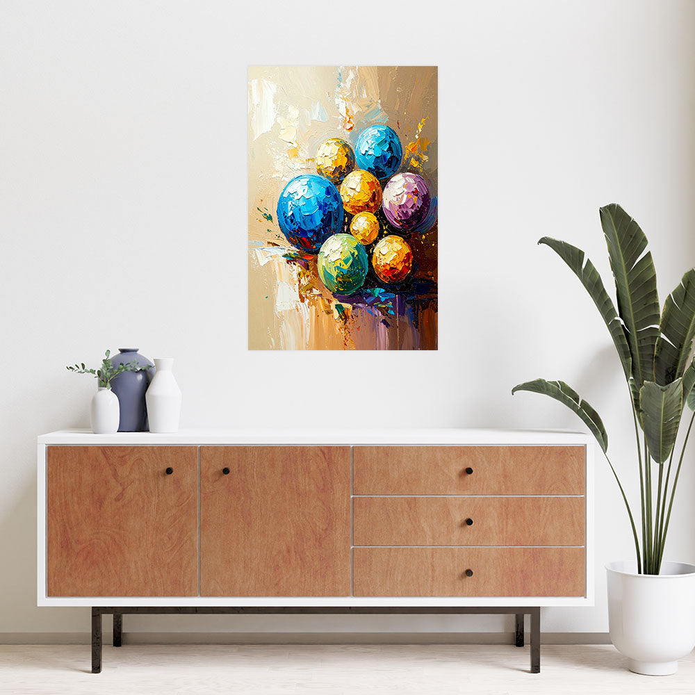Klijuojamas plakatas, Colorful Balls Stains aliejinių dažų efektas