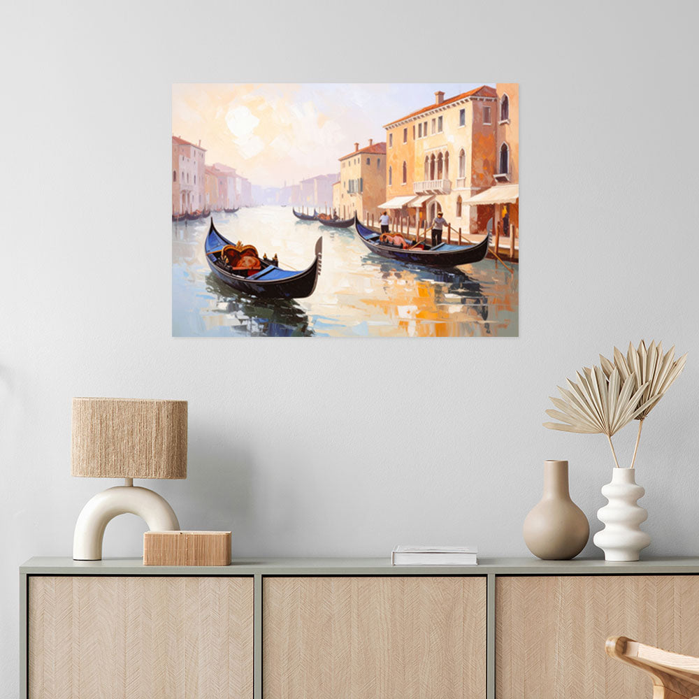 Klijuojamas plakatas, Italija Venecijos gondolų vaizdas