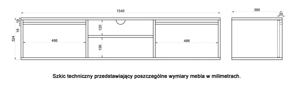 Pakabinama TV spintelė Evo, smėlinė