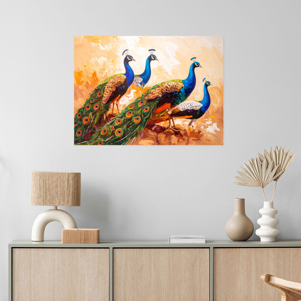 Klijuojamas plakatas, Spalvingų Peacock Birds dažų efektas