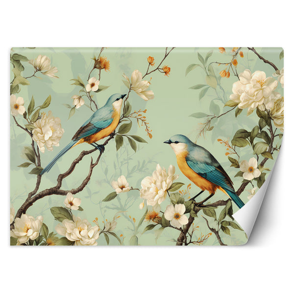 Fototapetai, Paukščiai Gėlės Chinoiserie