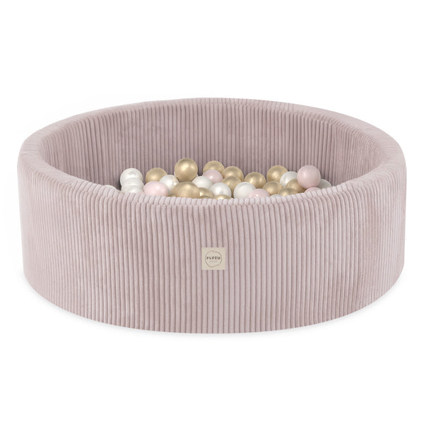 Kamuoliukų baseinas Plush Nest 90×30 cm, šviesiai rožinė, velvetas, 200 kamuoliukų