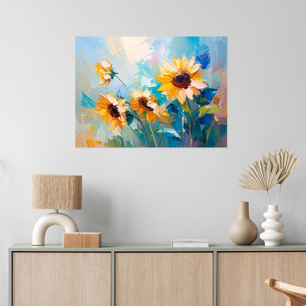 Klijuojamas plakatas, Sunflowers Flowers imitaciniai aliejiniai dažai