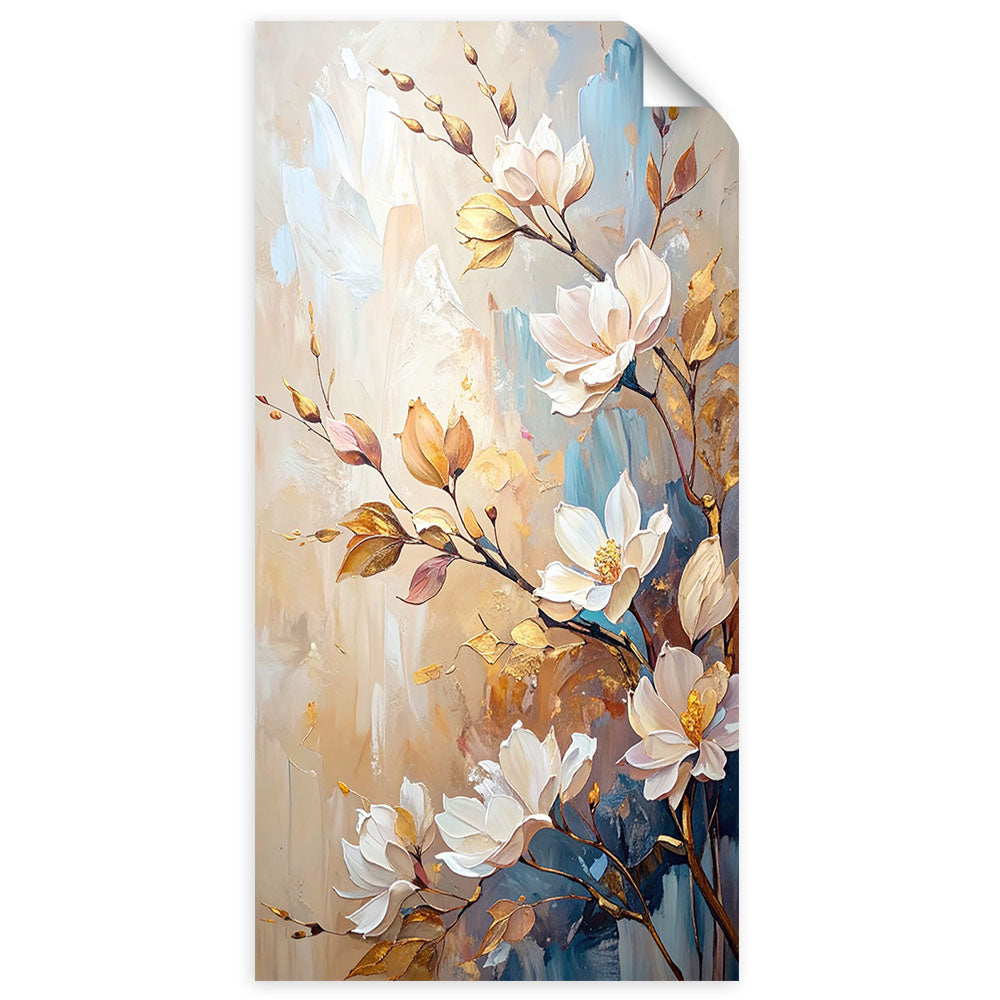 Lipni plakatas, Flowers Twigs Beige imitaciniai dažai