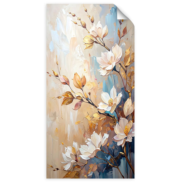 Lipni plakatas, Flowers Twigs Beige imitaciniai dažai