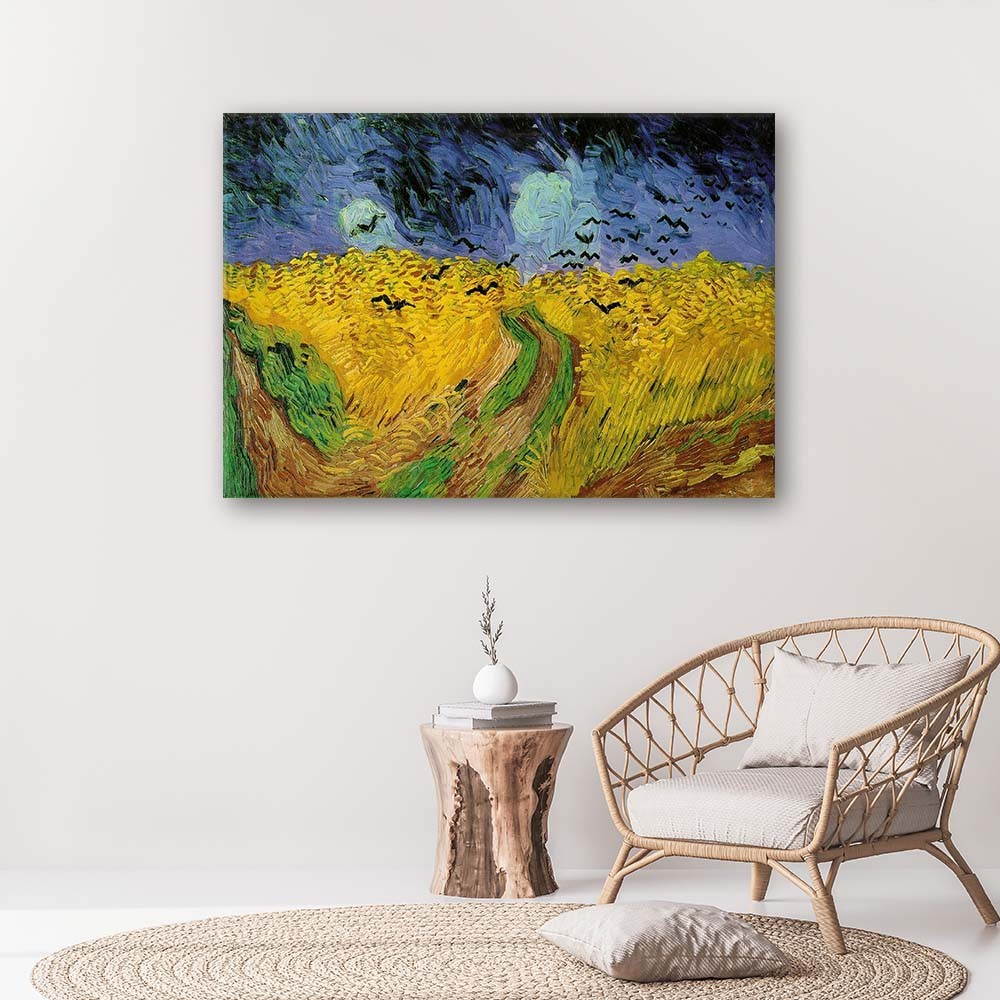 Paveikslas Ant Drobės, Kviečių laukas su pasėliais - V. van Goghas reprodukcija