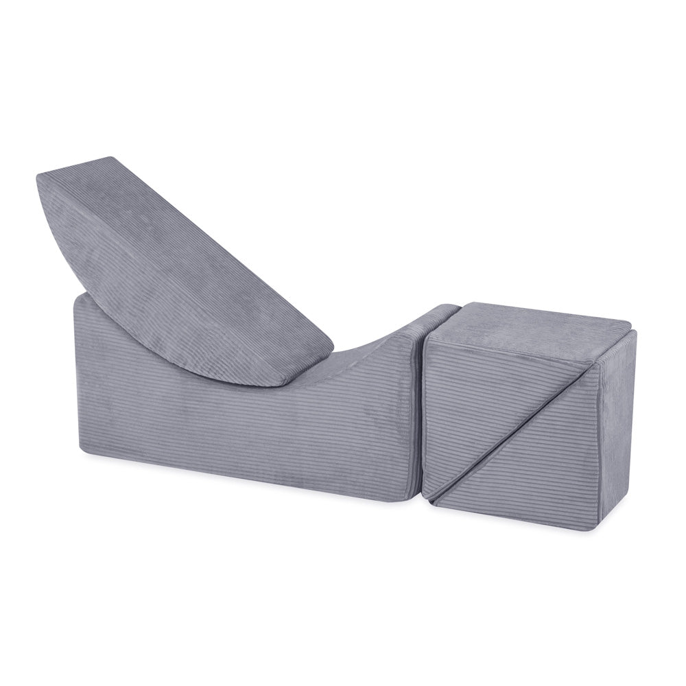 Išskleidžiamas Šezlongas Plush Nest 145×35×45 cm, pilka, velvetas