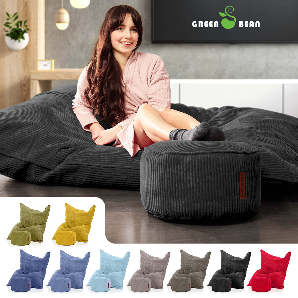 Sėdmaišių Komplektas Cordoba Indoor ir Pufas Cord Black