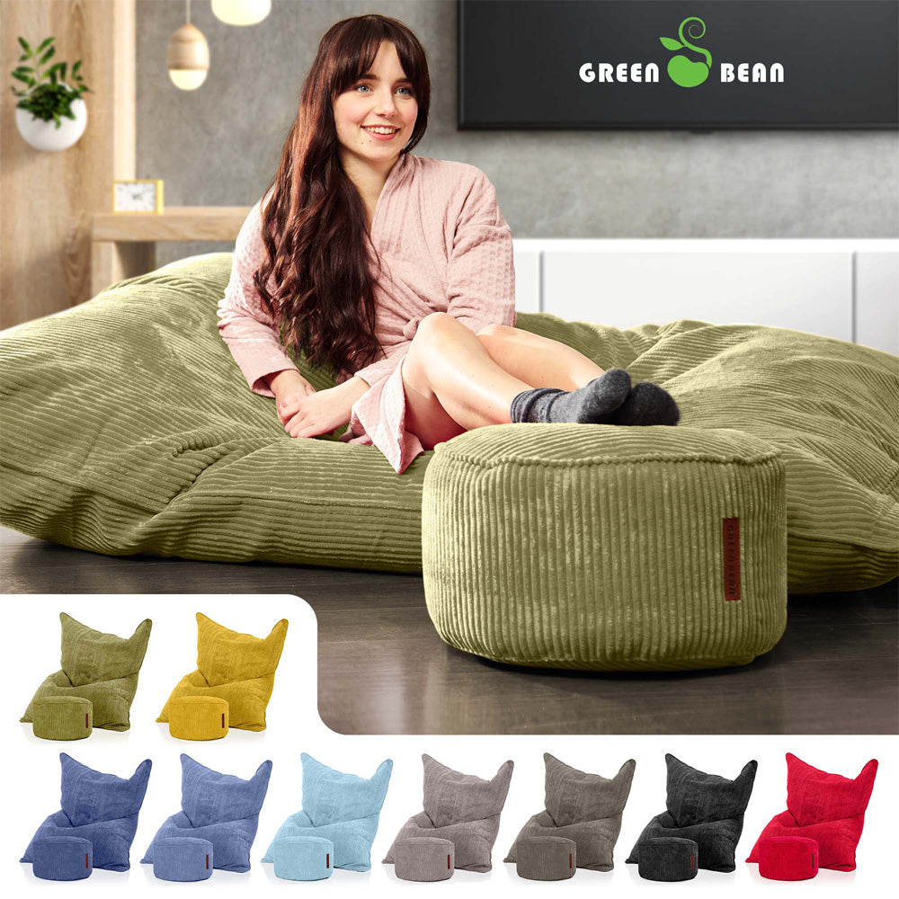Sėdmaišių Komplektas Cordoba Indoor ir Pufas Cord Green