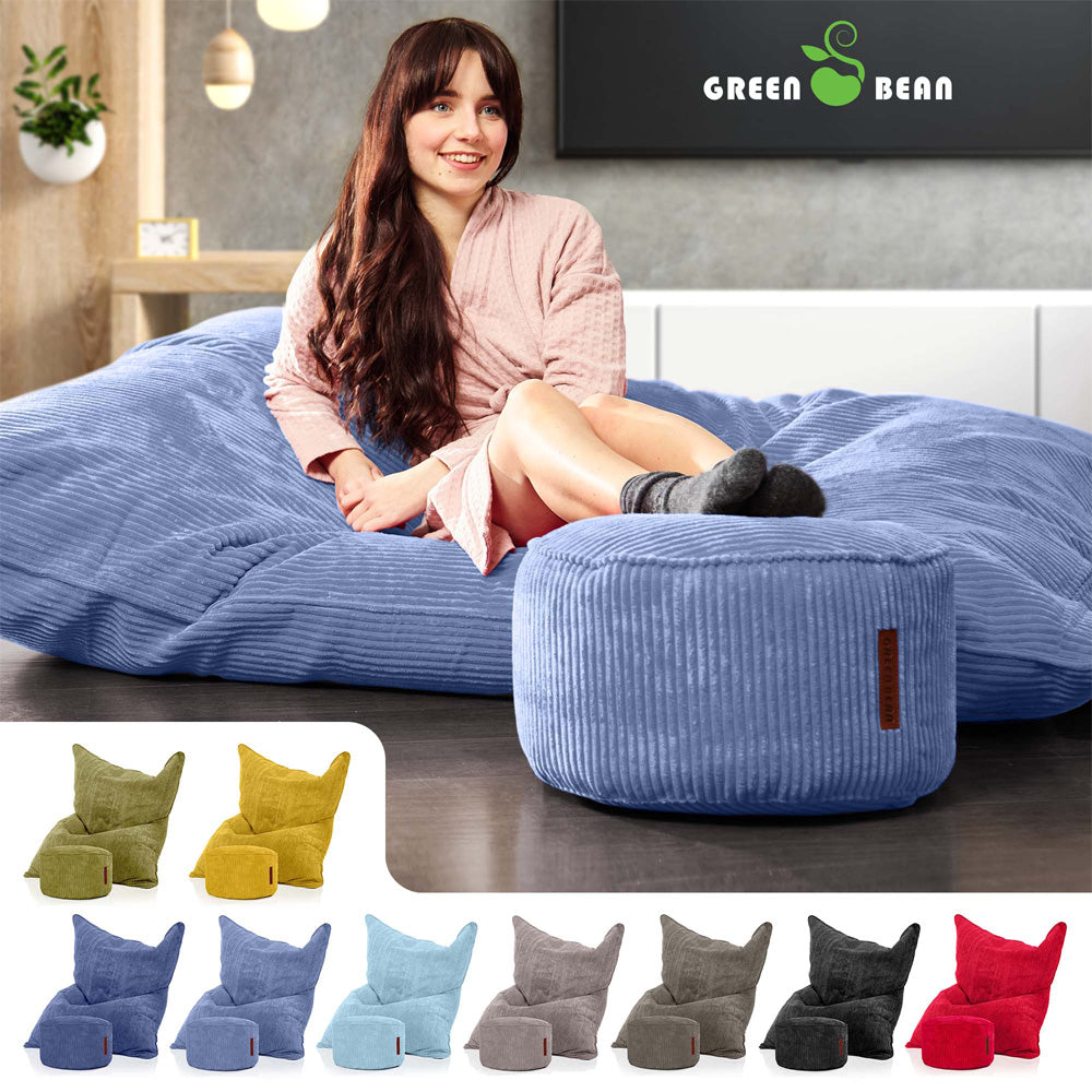 Sėdmaišių Komplektas Cordoba Indoor ir Pufas Cord Light Blue