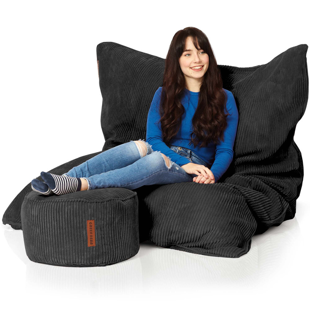 Sėdmaišių Komplektas Cordoba Indoor ir Pufas Cord Black