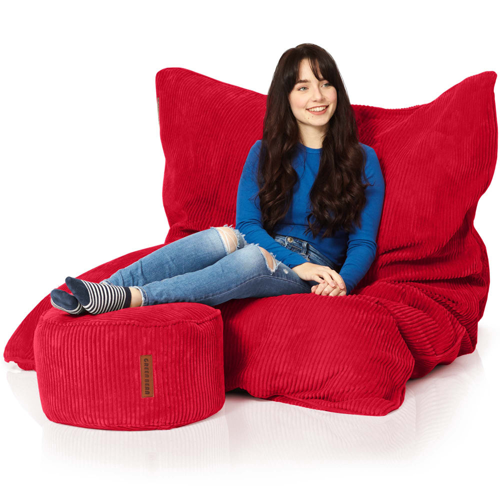 Sėdmaišių Komplektas Cordoba Indoor ir Pufas Cord Red