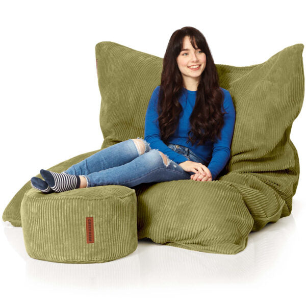 Sėdmaišių Komplektas Cordoba Indoor ir Pufas Cord Green