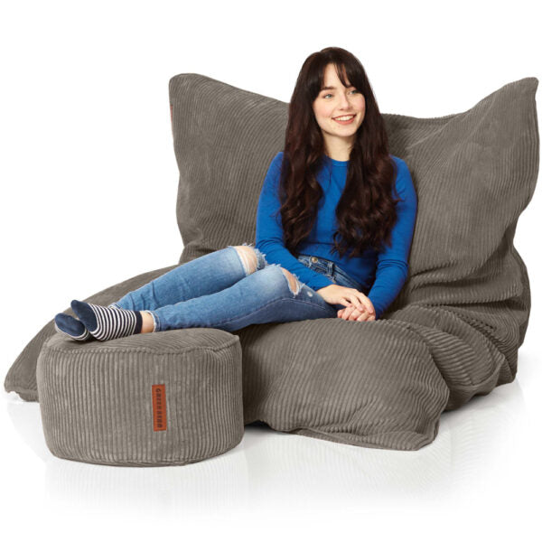 Sėdmaišių Komplektas Cordoba Indoor ir Pufas Cord Dark Grey