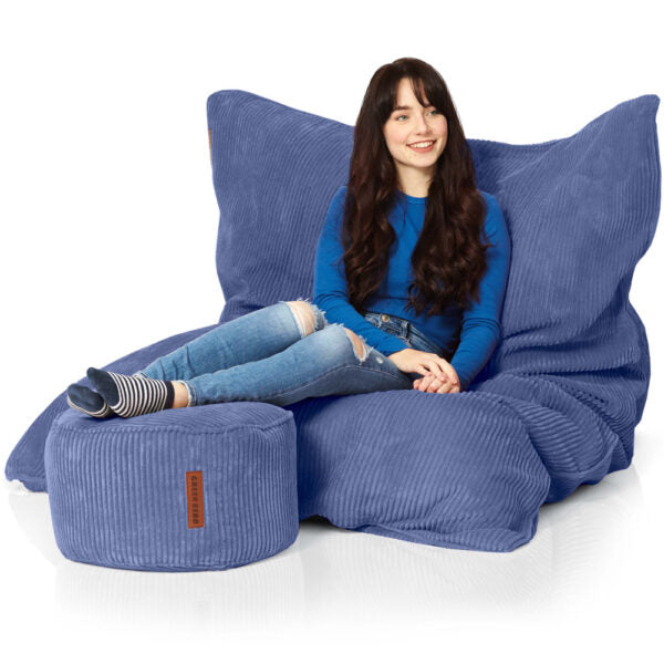 Sėdmaišių Komplektas Cordoba Indoor ir Pufas Cord Dark Blue