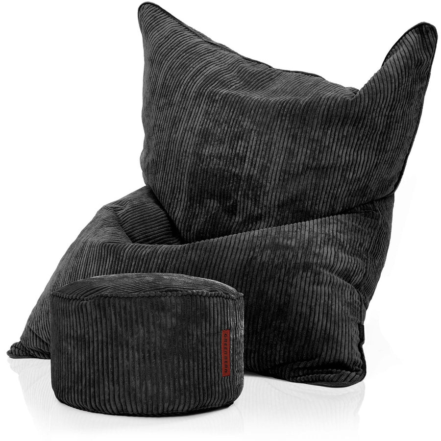 Sėdmaišių Komplektas Cordoba Indoor ir Pufas Cord Black