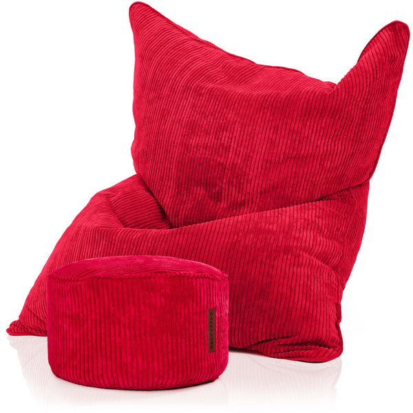Sėdmaišių Komplektas Cordoba Indoor ir Pufas Cord Red