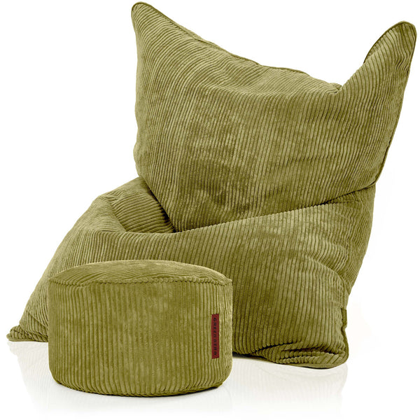 Sėdmaišių Komplektas Cordoba Indoor ir Pufas Cord Green