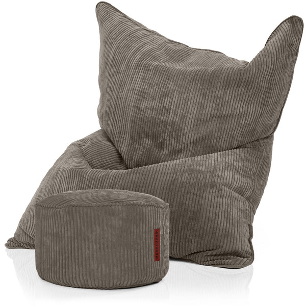 Sėdmaišių Komplektas Cordoba Indoor ir Pufas Cord Dark Grey