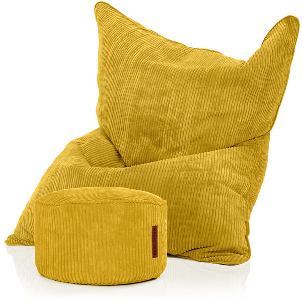 Sėdmaišių Komplektas Cordoba Indoor ir Pufas Cord Yellow