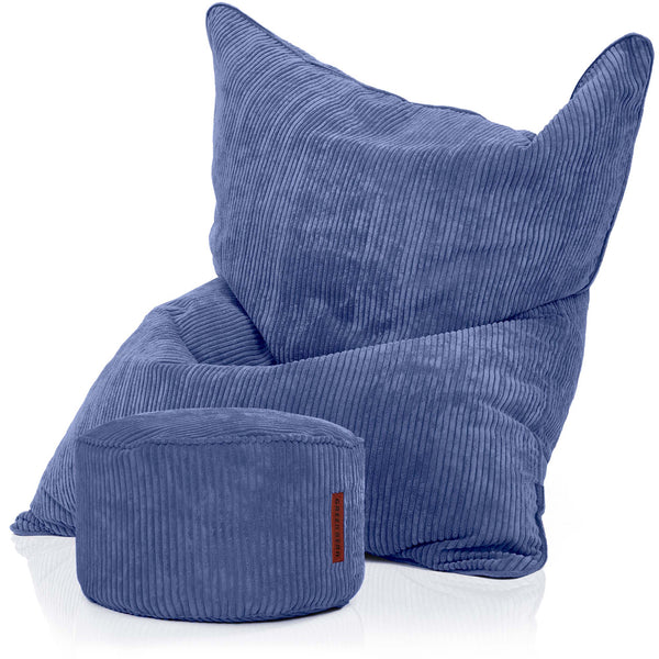 Sėdmaišių Komplektas Cordoba Indoor ir Pufas Cord Dark Blue