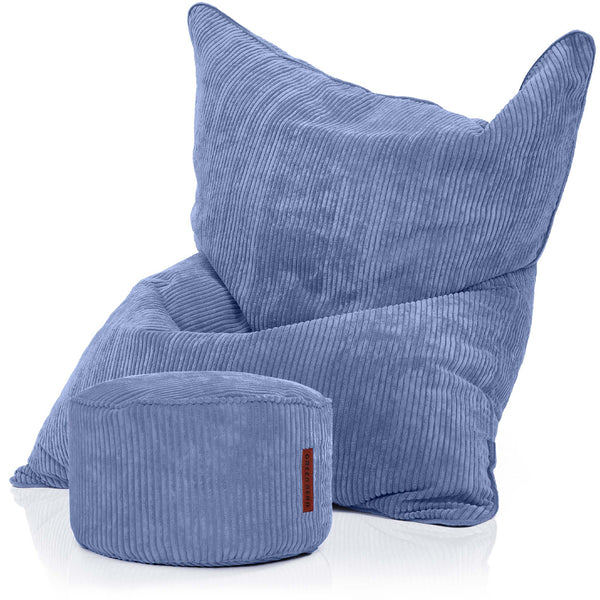 Sėdmaišių Komplektas Cordoba Indoor ir Pufas Cord Light Blue
