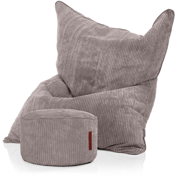 Sėdmaišių Komplektas Cordoba Indoor ir Pufas Cord Light Grey