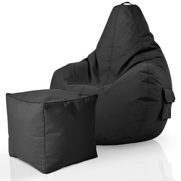 Lauko Sėdmaišių Komplektas Cozy ir Cube Black